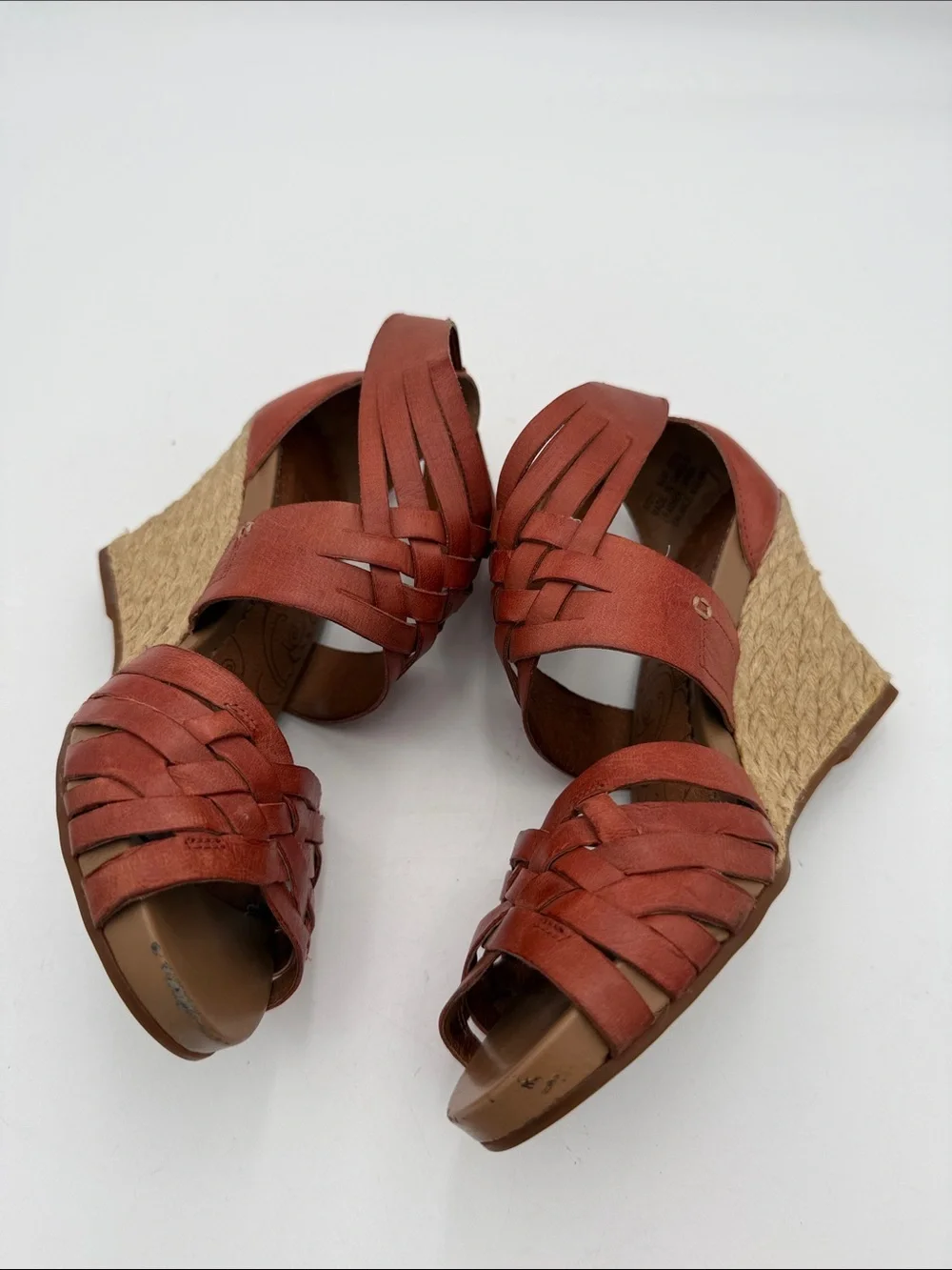 Indigo Clark’s Rust Leather Wedge Sandals - Women 6.5M casual vacation Y2K